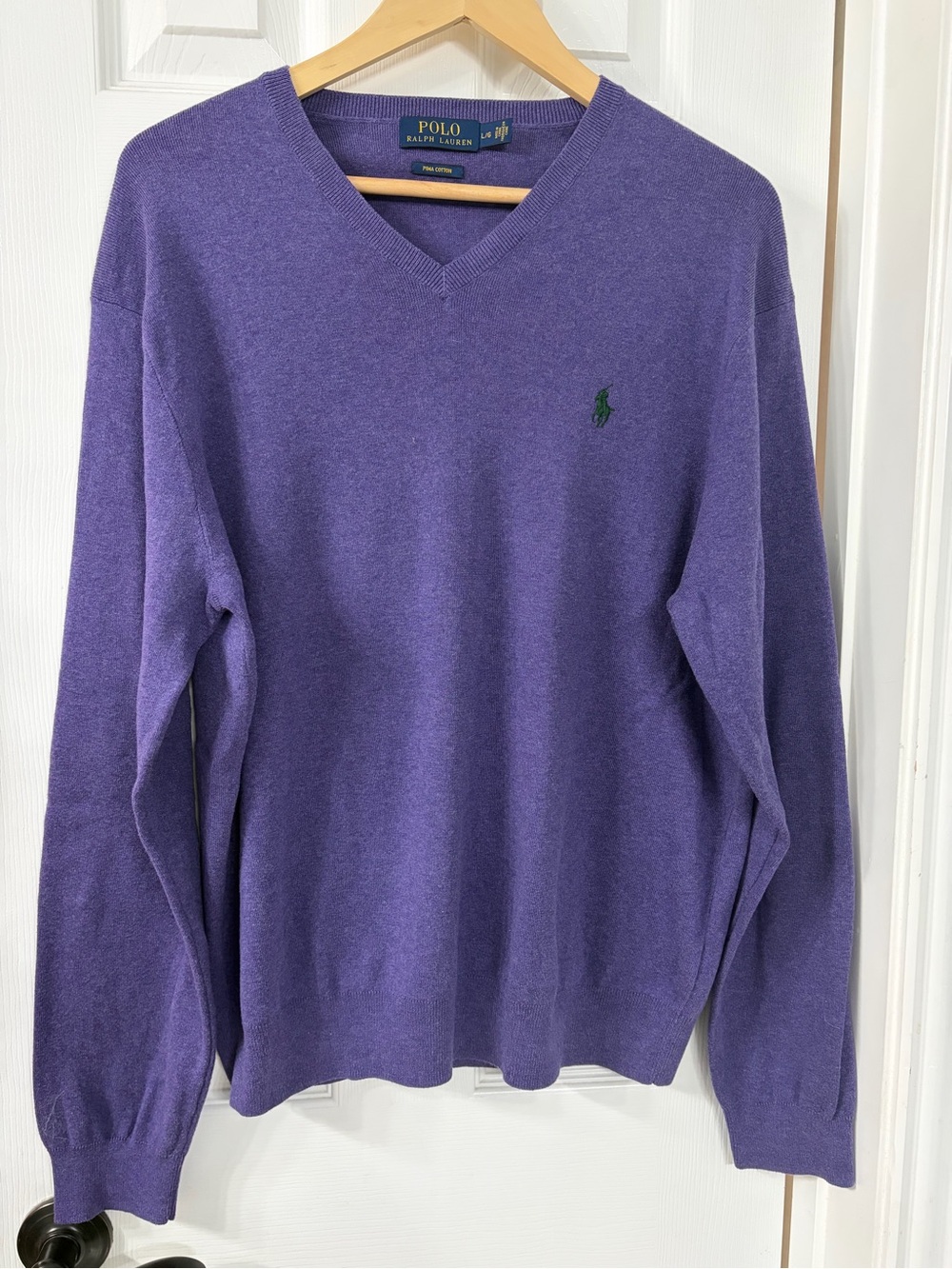 Polo by Ralph Lauren Purple V-Neck Sweater with Green Pony